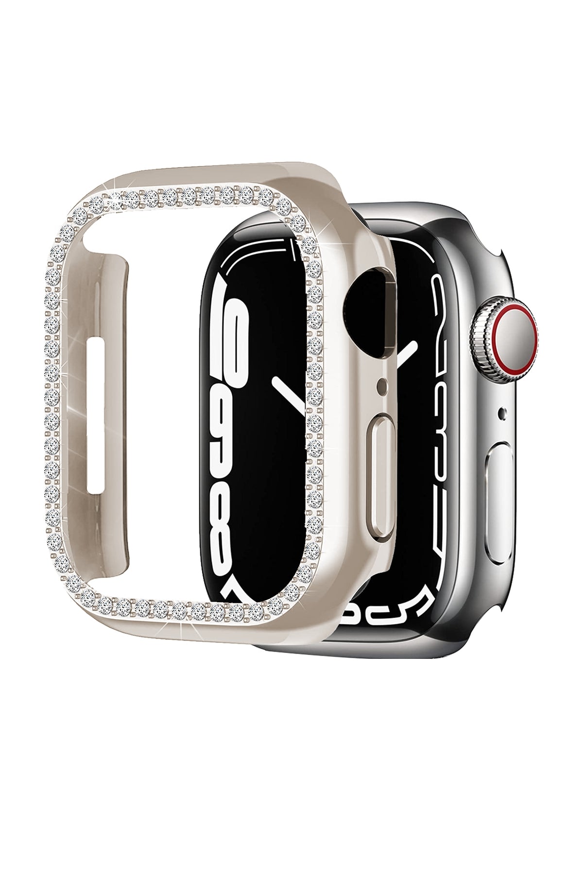 Apple Watch Compatible Bumper Shiny Stone Case Starlight 