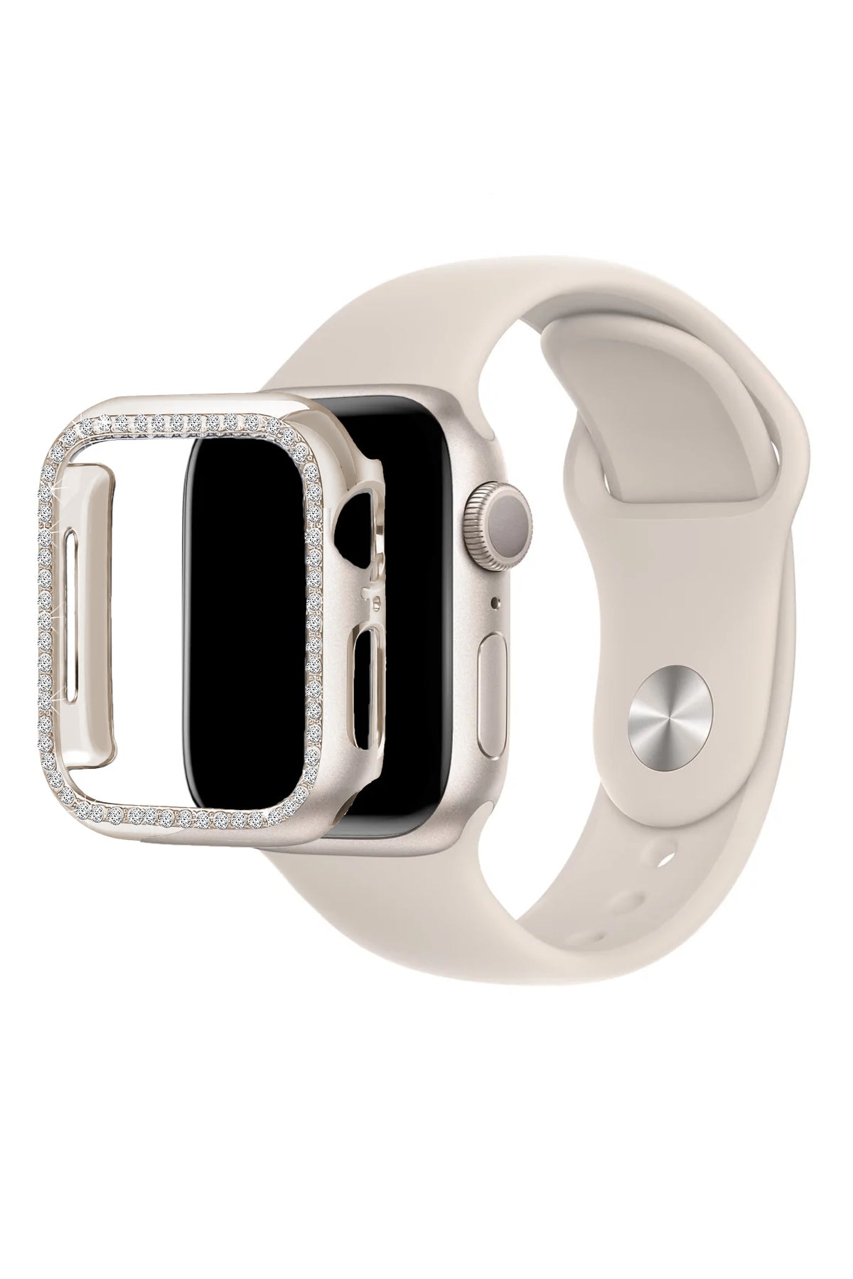 Apple Watch Uyumlu Bumper Parlak Taşlı Kasa Starlight  bikordon