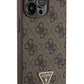 Guess iPhone 15 Pro Uyumlu 4G Desenli Strass Kılıf Kahverengi  Guess