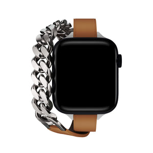Apple Watch Uyumlu Double Tour Deri Kordon Taba  bikordon