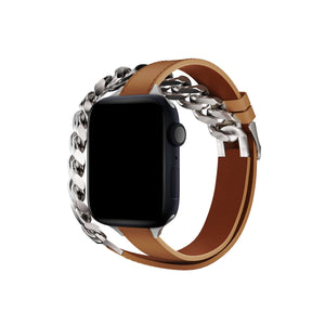 Apple Watch Uyumlu Double Tour Deri Kordon Taba  bikordon