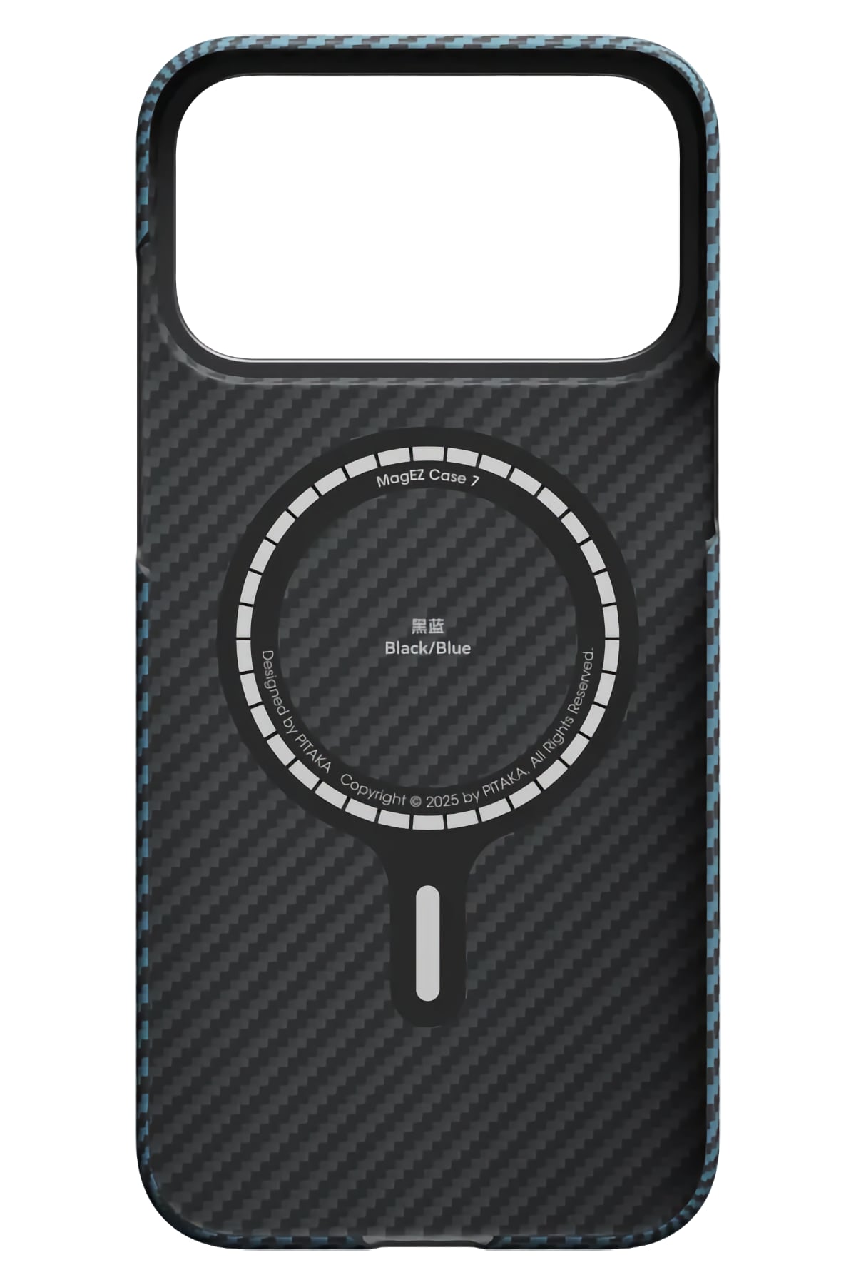 Tactile Woven iPhone 17 Pro Max MagSafe Uyumlu 1500D Aramid Fiber Kılıf Black Blue Pitaka