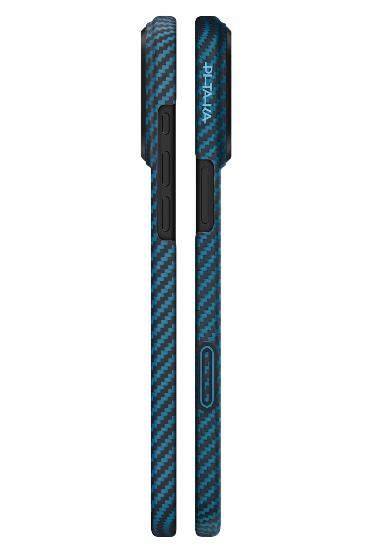 Tactile Woven iPhone 17 Pro Max MagSafe Uyumlu 1500D Aramid Fiber Kılıf Black Blue Pitaka