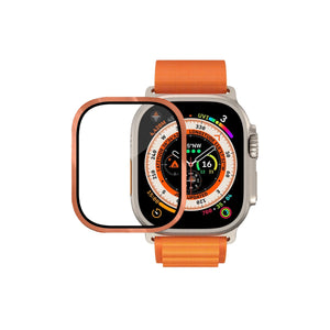 Apple Watch Ultra Uyumlu Metal Çerçeveli İnce Ekran Koruyucu Turuncu  bikordon