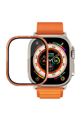 Apple Watch Ultra Uyumlu Metal Çerçeveli İnce Ekran Koruyucu Turuncu