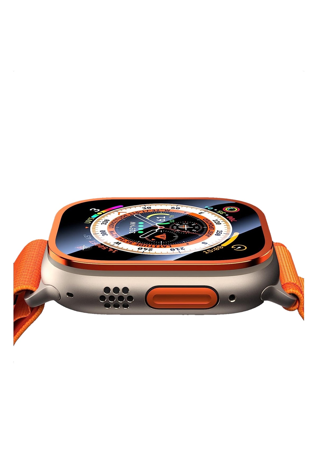 Apple Watch Ultra Uyumlu Metal Çerçeveli İnce Ekran Koruyucu Turuncu  bikordon