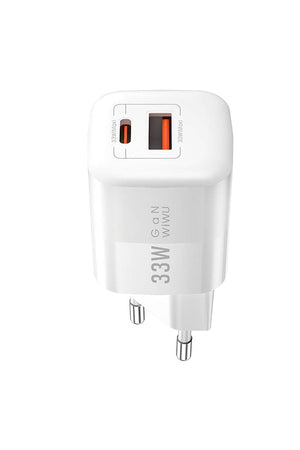 Wiwu Wi-U008 GaN Tech PD Hızlı Şarj Özellikli QC 3.0 Seyahat Şarj Başlığı 33W  Wiwu