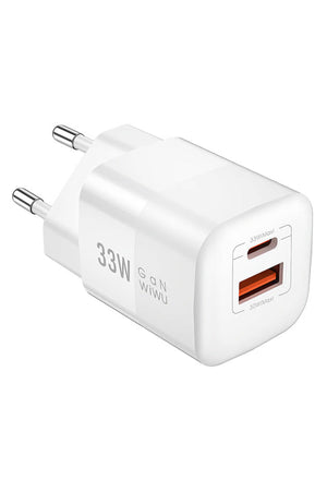 Wiwu Wi-U008 GaN Tech PD Hızlı Şarj Özellikli QC 3.0 Seyahat Şarj Başlığı 33W  Wiwu