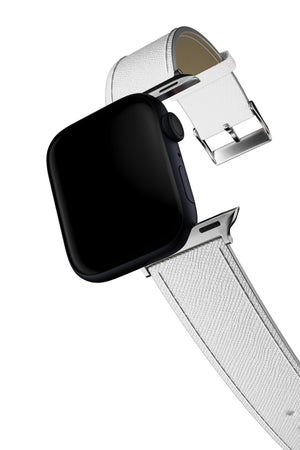 Apple Watch Uyumlu Saffiano Deri Kordon White  bikordon