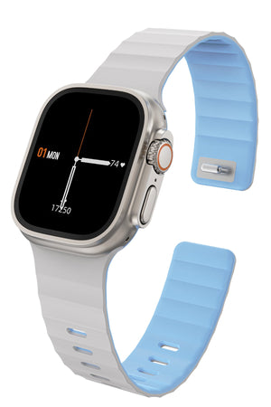 Wiwu Mag Secur Apple Watch / Ultra Uyumlu Silikon Kordon Beyaz Mavi