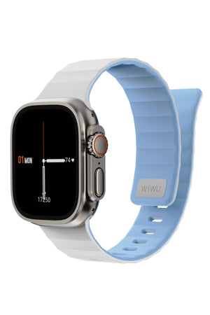 Wiwu Mag Secur Apple Watch / Ultra Uyumlu Silikon Kordon Beyaz Mavi