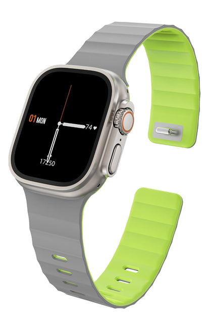 Wiwu Mag Secur Apple Watch / Ultra Uyumlu Silikon Kordon Gri Yeşil