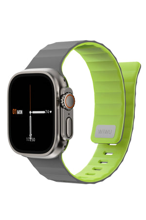 Wiwu Mag Secur Apple Watch / Ultra Uyumlu Silikon Kordon Gri Yeşil