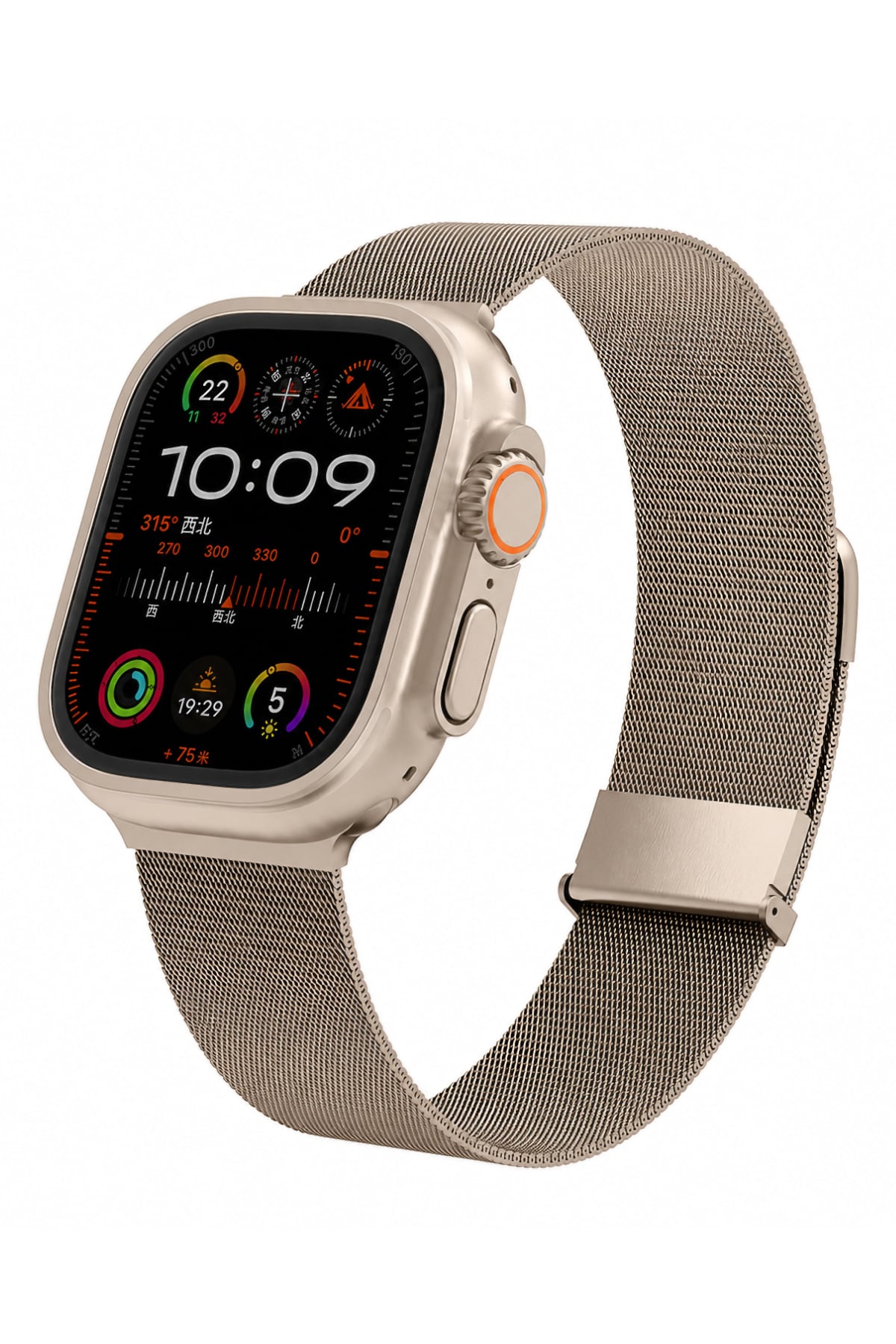 Wiwu MagFlex Secure Apple Watch / Ultra Uyumlu Milano Örgü Metal Kordon Gold Wiwu