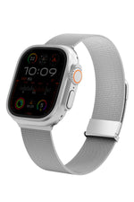 Wiwu MagFlex Secure Apple Watch / Ultra Uyumlu Milano Örgü Metal Kordon Gümüş Wiwu