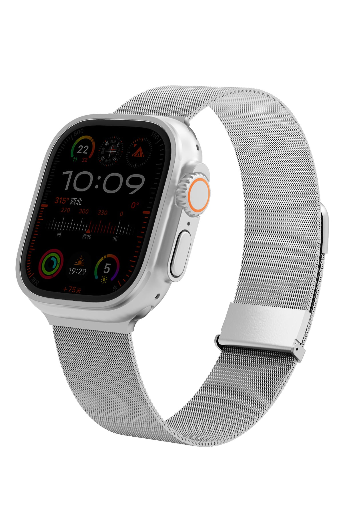 Wiwu MagFlex Secure Apple Watch / Ultra Uyumlu Milano Örgü Metal Kordon Gümüş Wiwu