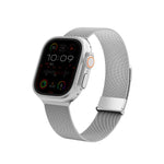 Wiwu MagFlex Secure Apple Watch / Ultra Uyumlu Milano Örgü Metal Kordon Gümüş Wiwu