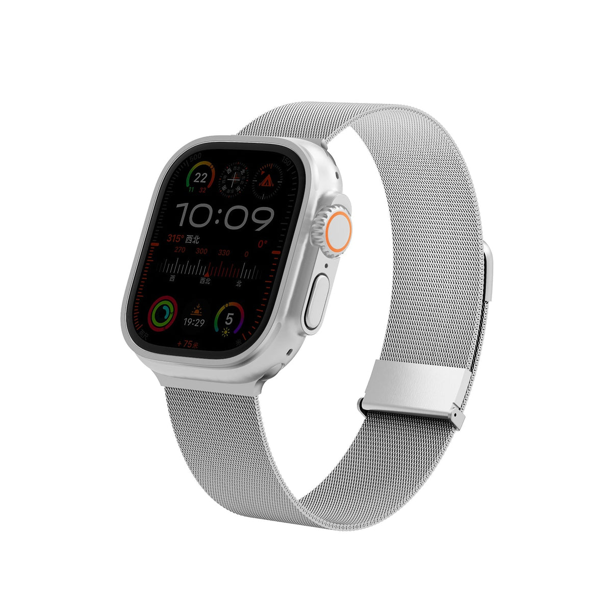 Wiwu MagFlex Secure Apple Watch / Ultra Uyumlu Milano Örgü Metal Kordon Gümüş Wiwu