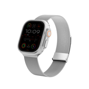 Wiwu MagFlex Secure Apple Watch / Ultra Uyumlu Milano Örgü Metal Kordon Gümüş Wiwu