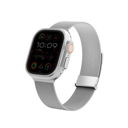 Wiwu MagFlex Secure Apple Watch / Ultra Uyumlu Milano Örgü Metal Kordon Gümüş Wiwu