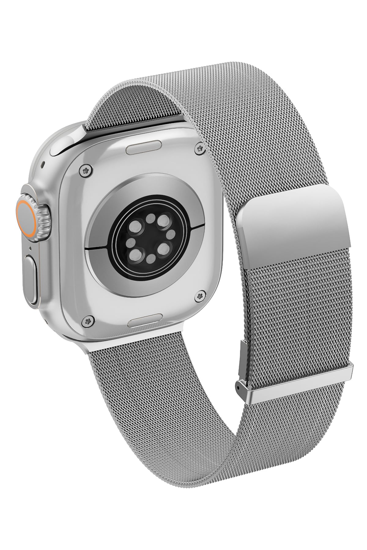 Wiwu MagFlex Secure Apple Watch / Ultra Uyumlu Milano Örgü Metal Kordon Gümüş Wiwu
