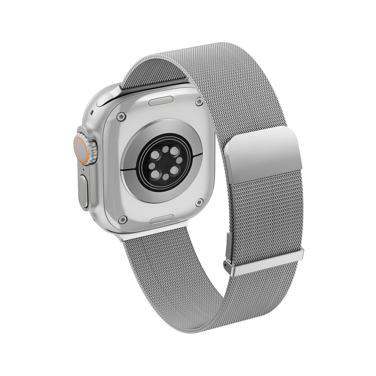 Wiwu MagFlex Secure Apple Watch / Ultra Uyumlu Milano Örgü Metal Kordon Gümüş Wiwu