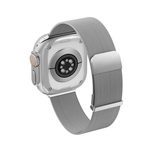 Wiwu MagFlex Secure Apple Watch / Ultra Uyumlu Milano Örgü Metal Kordon Gümüş Wiwu