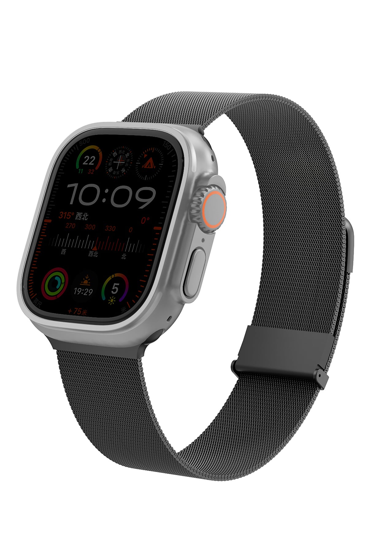 Wiwu MagFlex Secure Apple Watch / Ultra Uyumlu Milano Örgü Metal Kordon Siyah Wiwu