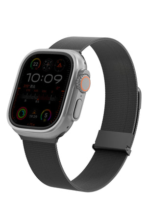 Wiwu MagFlex Secure Apple Watch / Ultra Uyumlu Milano Örgü Metal Kordon Siyah Wiwu