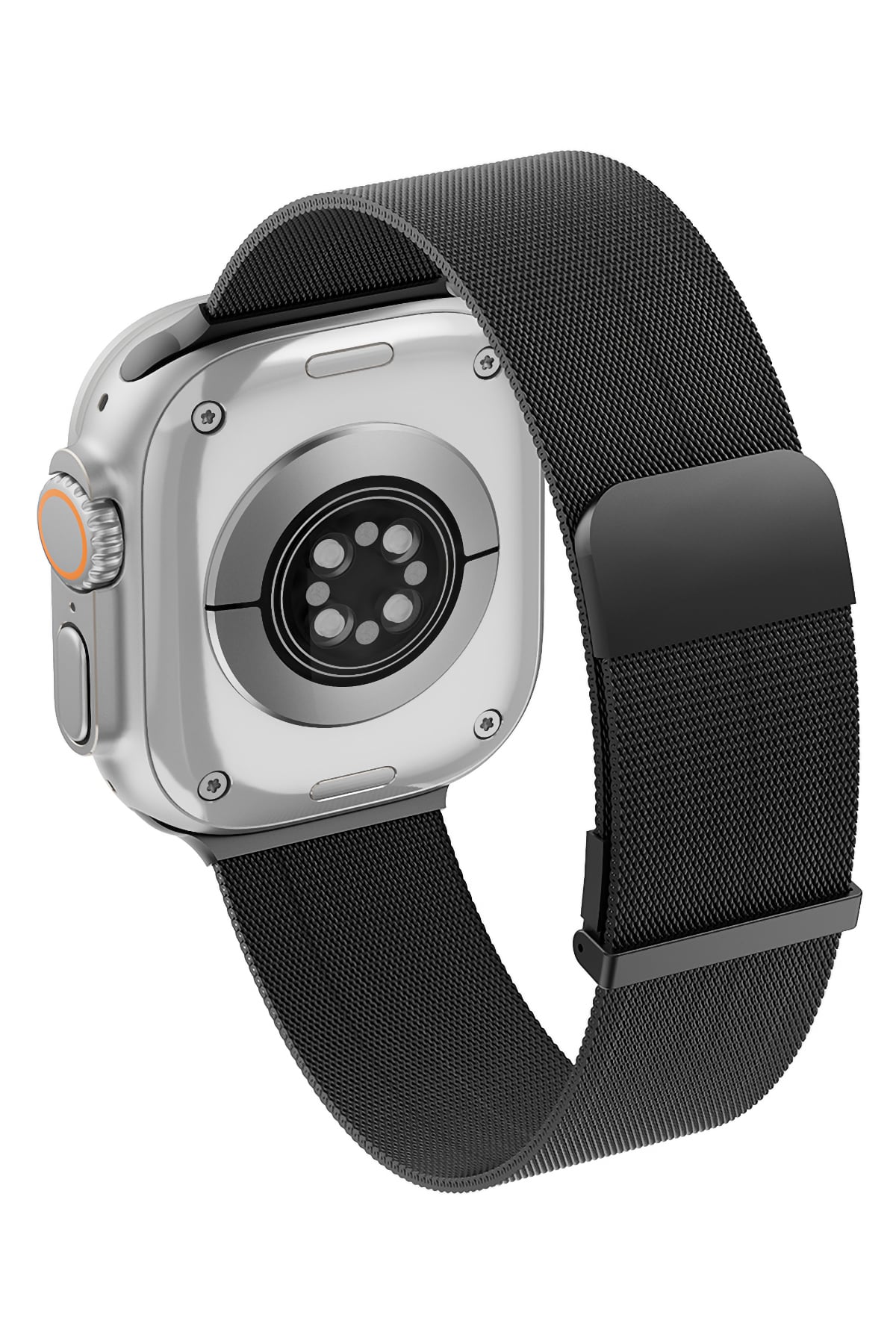 Wiwu MagFlex Secure Apple Watch / Ultra Uyumlu Milano Örgü Metal Kordon Siyah Wiwu