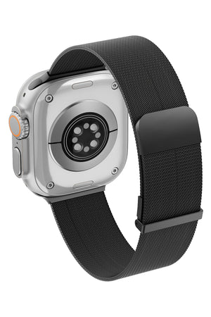 Wiwu MagFlex Secure Apple Watch / Ultra Uyumlu Milano Örgü Metal Kordon Siyah Wiwu