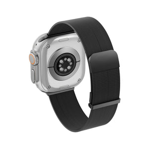 Wiwu MagFlex Secure Apple Watch / Ultra Uyumlu Milano Örgü Metal Kordon Siyah Wiwu