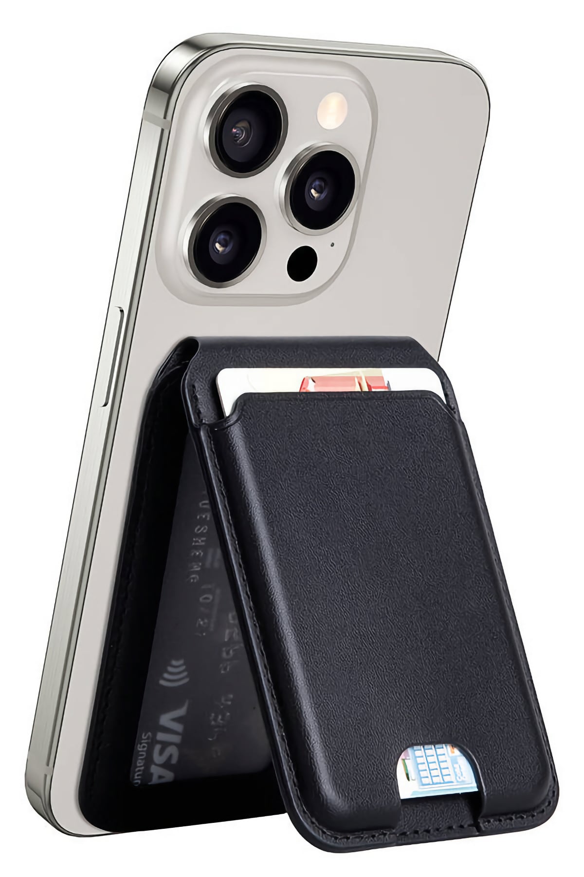 Wiwu MW-003 Magsafe Uyumlu Standlı Deri Kartlık  Wiwu