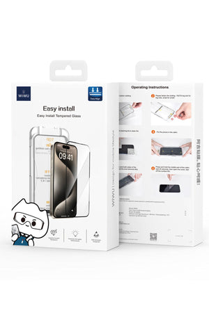 Wiwu Oleofobik iPhone 15 Serisi Ekran Koruyucu Kolay Uygulama Aparatlı  Wiwu