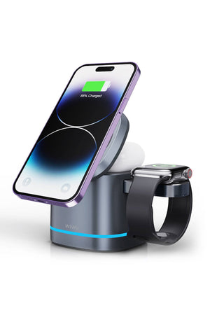 Wiwu Wi-W024 Rubik Küp Ambiyans Işıklı 3in1 Kablosuz Şarj Standı  Wiwu