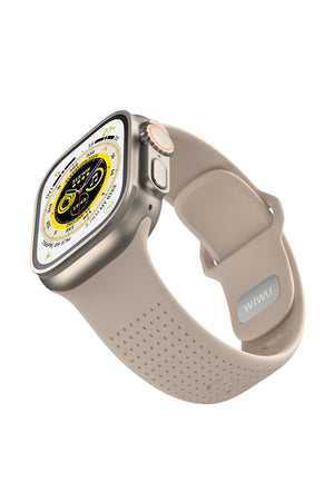 Wiwu Wi-WB0201 Comf Secur Apple Watch / Ultra Uyumlu Silikon Kordon Krem wiwu