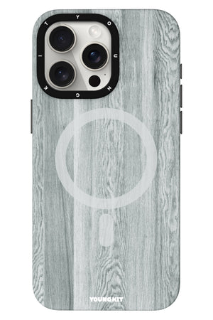 Youngkit Wood Forest iPhone 14 Pro Magsafe Uyumlu Kılıf Gri