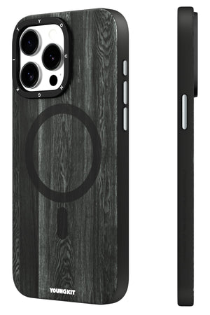Youngkit Wood Forest iPhone 14 Pro Max Magsafe Uyumlu Kılıf Siyah