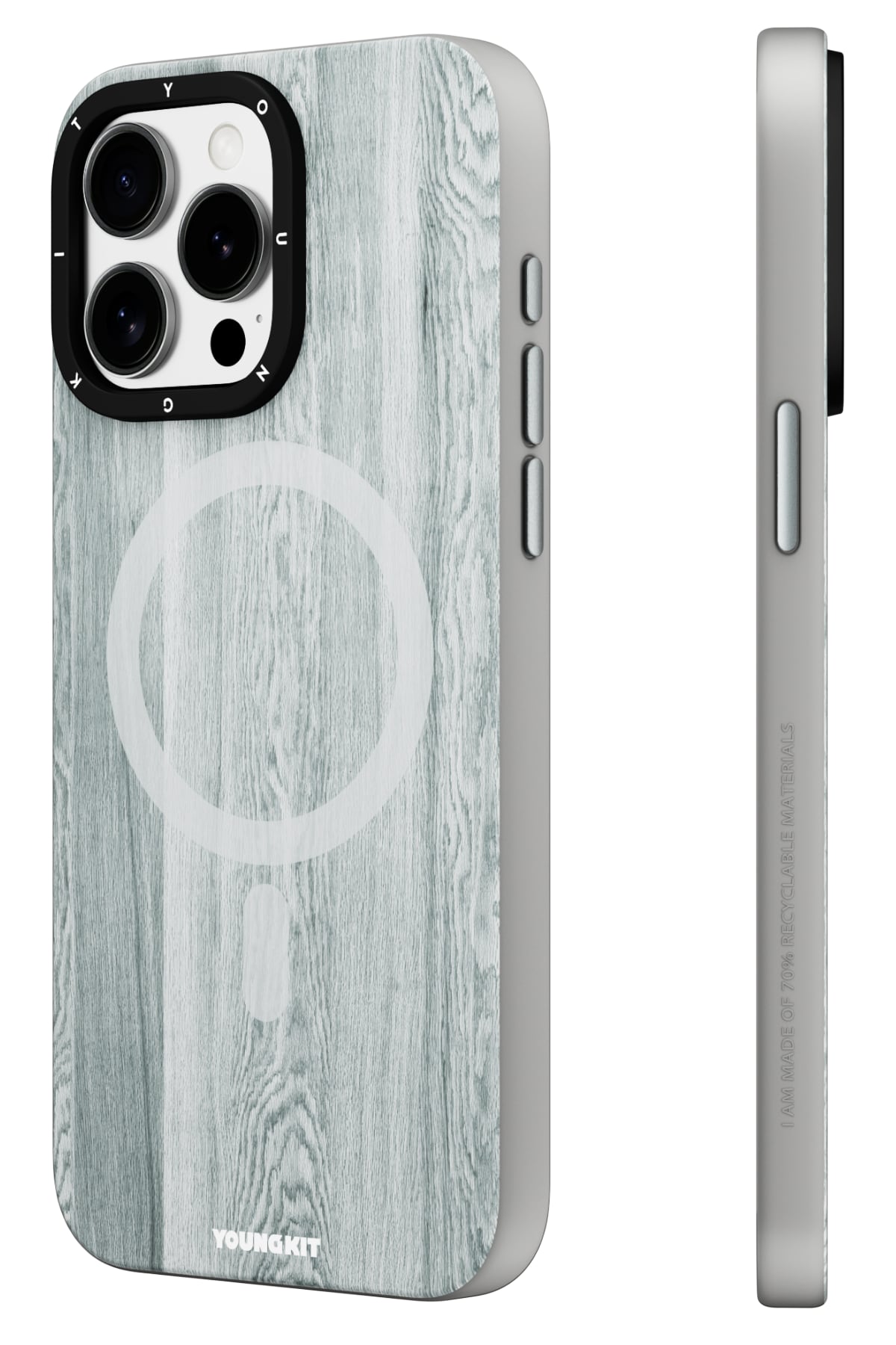 Youngkit Wood Forest iPhone 14 Pro Max Magsafe Uyumlu Kılıf Gri