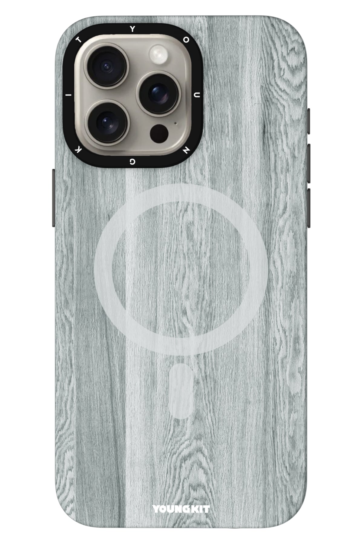 Youngkit Wood Forest iPhone 15 Pro Magsafe Uyumlu Kılıf Gri