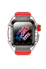 Apple Watch Uyumlu Armor Loop Şeffaf Kasa Koruyucu Amaranto Silikon Kordon