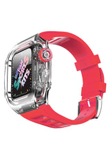Apple Watch Uyumlu Armor Loop Şeffaf Kasa Koruyucu Amaranto Silikon Kordon