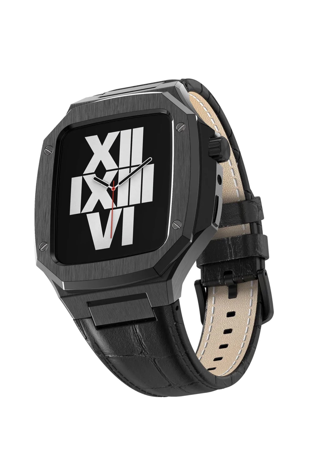 Apple Watch Compatible Belize Black Case Protective Leather Band Black 