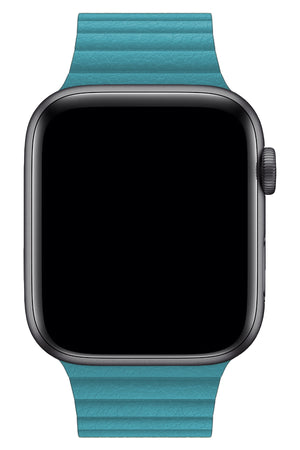 Apple Watch Compatible Leather Loop Band Aquamarine