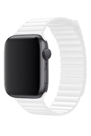 Apple Watch Uyumlu Deri Loop Kordon Beyaz  bikordon
