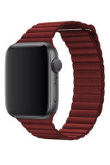 Apple Watch Uyumlu Deri Loop Kordon Bordo