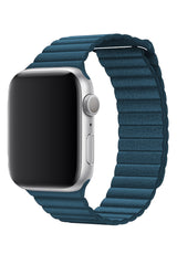 Apple Watch Compatible Leather Loop Band Sea Blue 