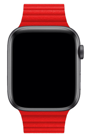 Apple Watch Uyumlu Deri Loop Kordon Kırmızı  bikordon