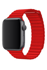 Apple Watch Uyumlu Deri Loop Kordon Kırmızı