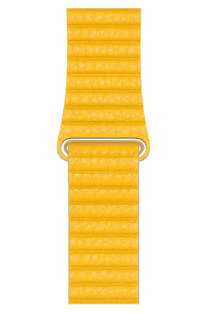 Apple Watch Uyumlu Deri Loop Kordon Sarı  bikordon